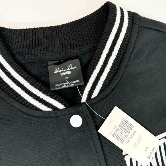 Panic! At The Disco Manhead Jacket Mens Large Black Varsity Button-Front New - Picture 4 of 9